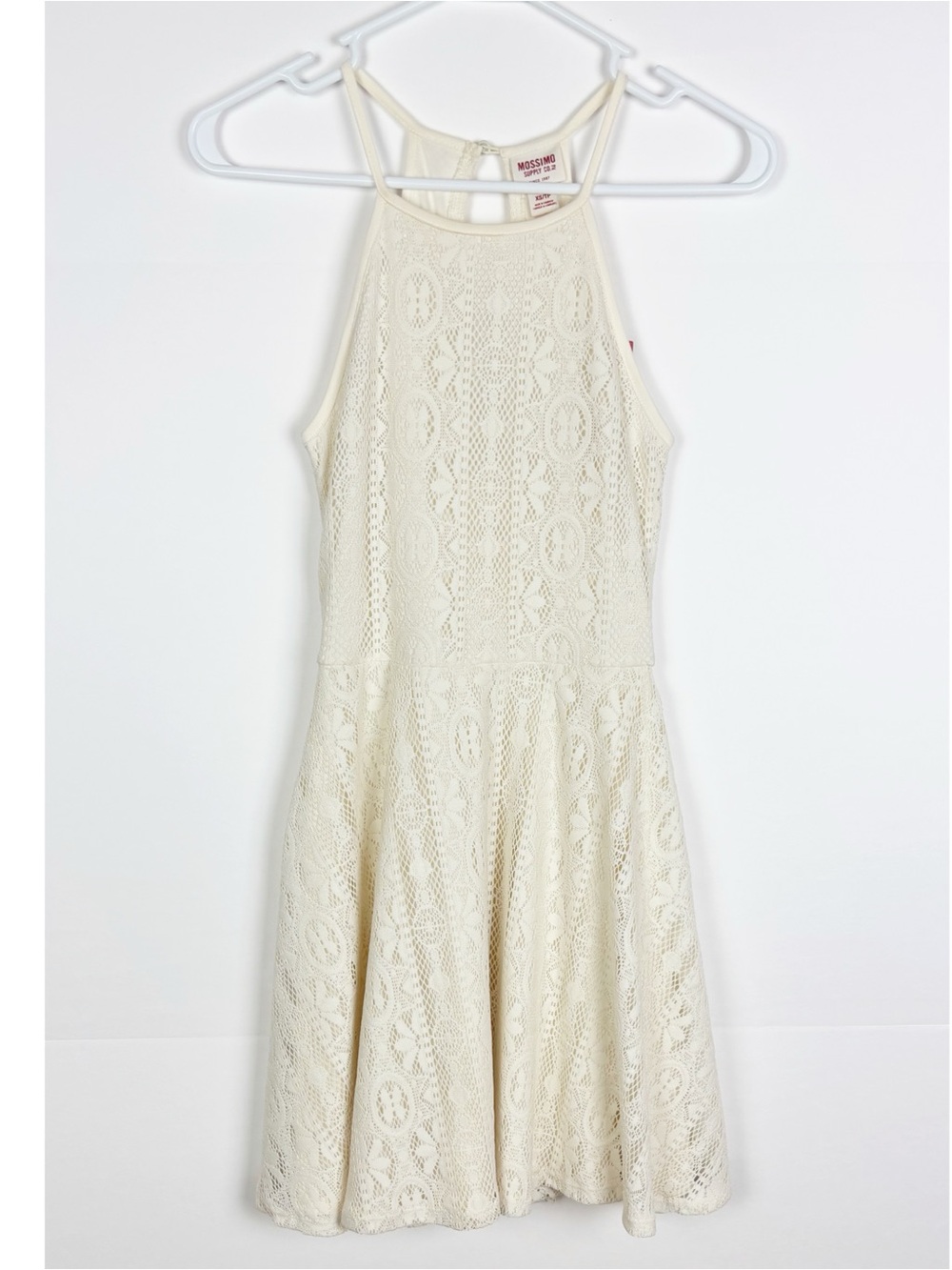 Mossimo Supply Co Skater Dress Ivory Halter Lace Cottagecore Feminine Size XS